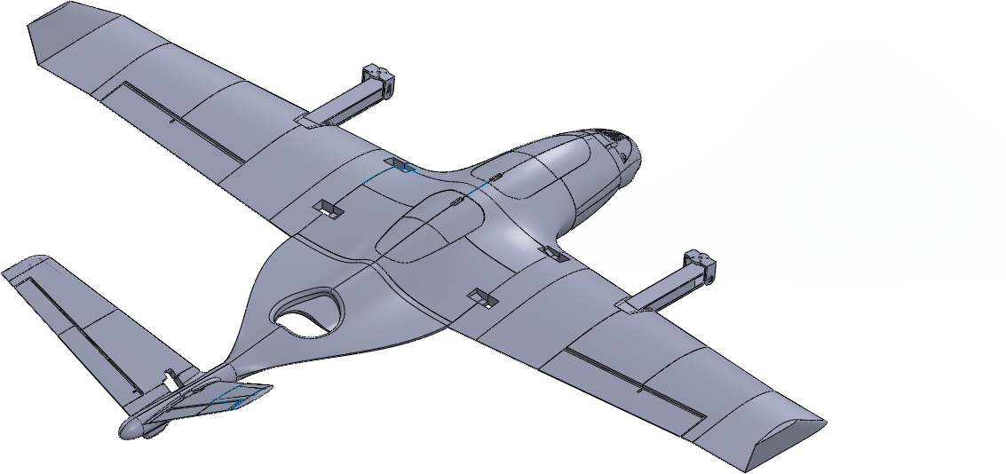 CAD render of the ORCA fixed-wing eVTOL UAV